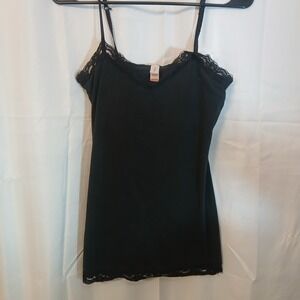 No Boundaries Black Lace Tank Top SZ L Y2K (11-13) Built In Bra
